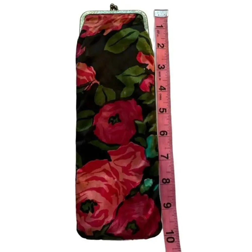 Vintage Celebrity Inc. New York Floral Satin Cosmetic Clutch